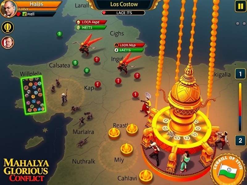 Mahalaya Glorious Conflict gameplay screenshot showing strategic map